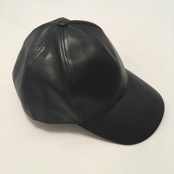 Black Faux Leather Dad Hat - Picture 2 of 7